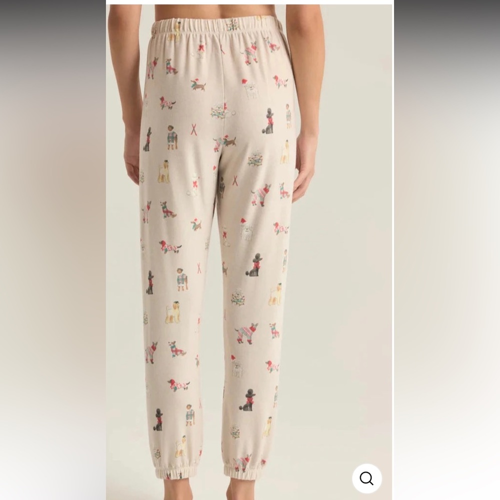 Z Supply Cream Pajama Pants with Dog Print